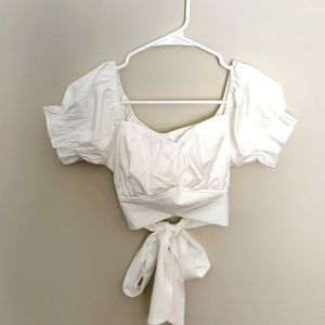 White Cottagecore Crop top